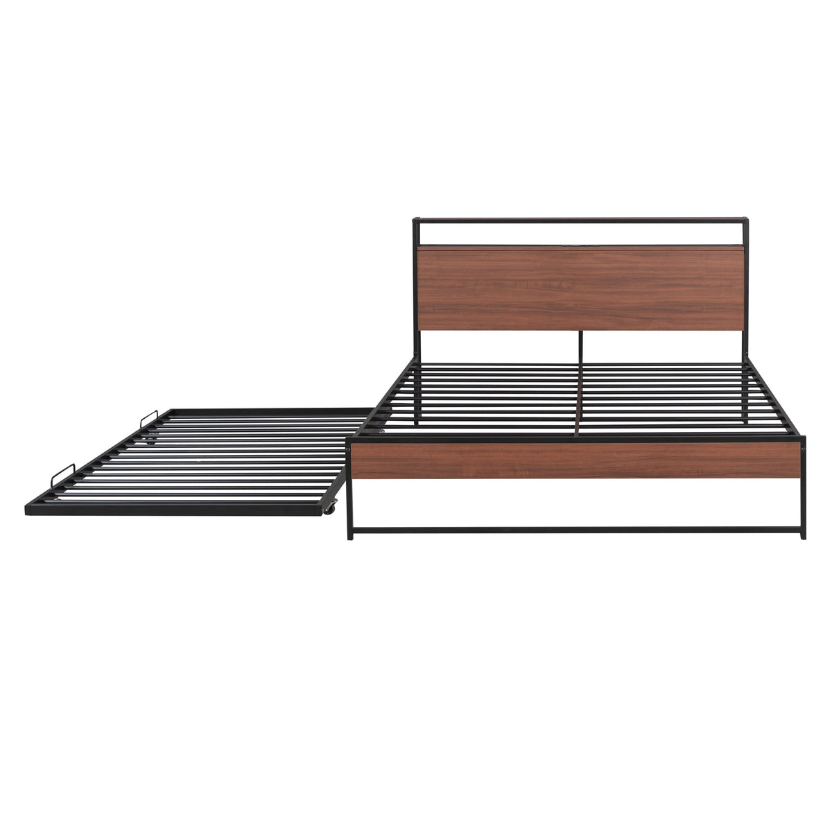 Eden Tali metal platform bed with trundle and USB shelves view 4