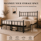Eden Tali heavy duty steel platform bed with spindle headboard view 5