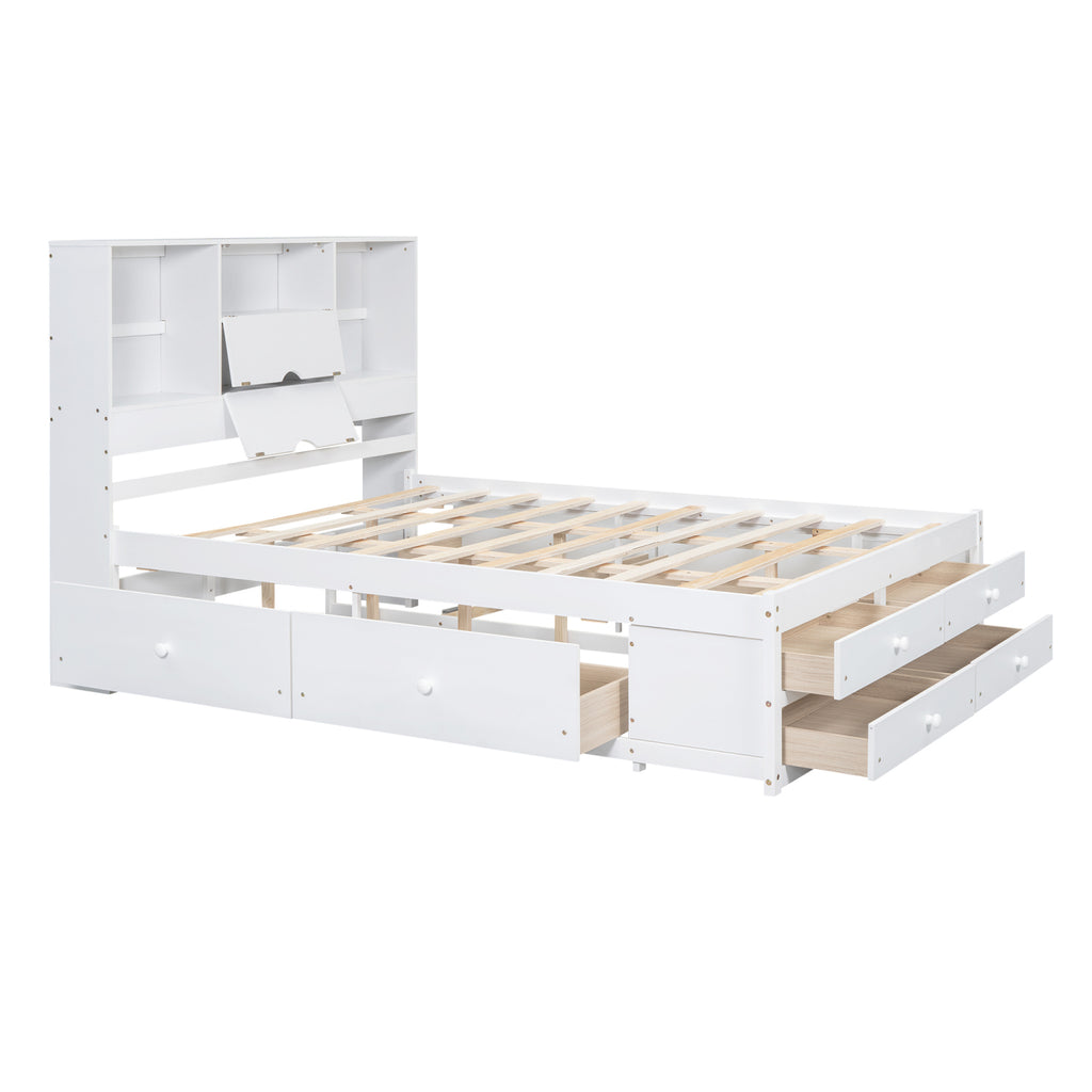 Eden Tali queen storage platform bed with headboard shelves and drawers view 11
