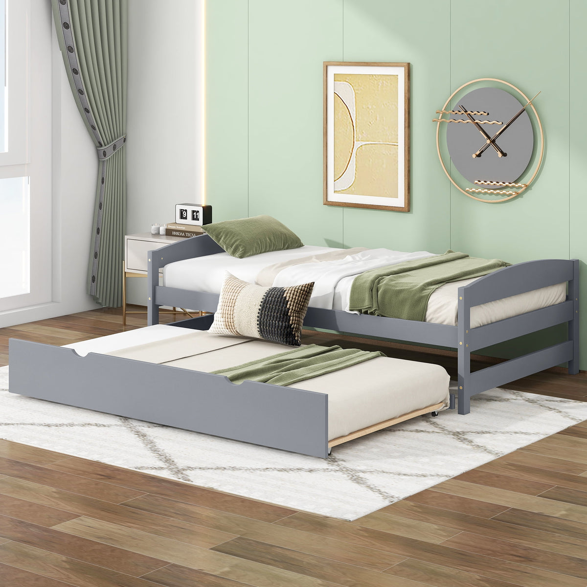 Eden Tali twin trundle bed with LED lights and USB ports view 2