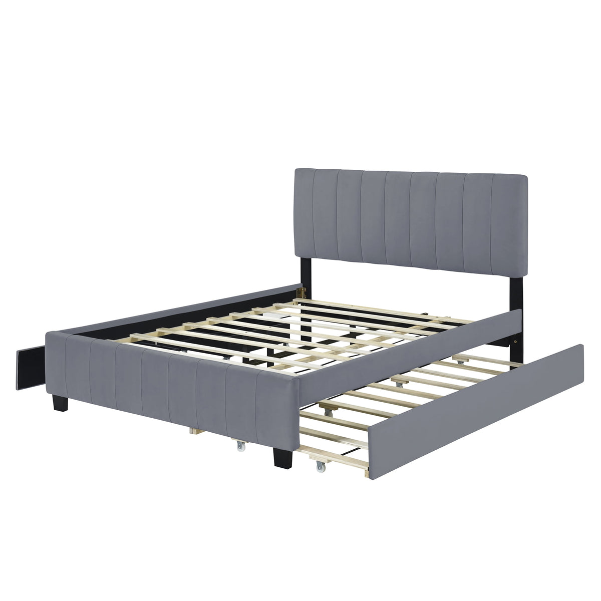 Eden Tali queen velvet upholstered bed with trundle and drawers view 7