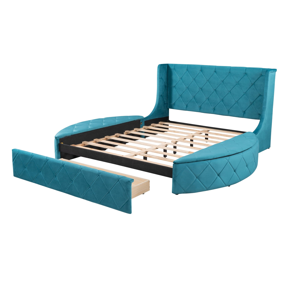 Eden Tali queen velvet storage platform bed view 2