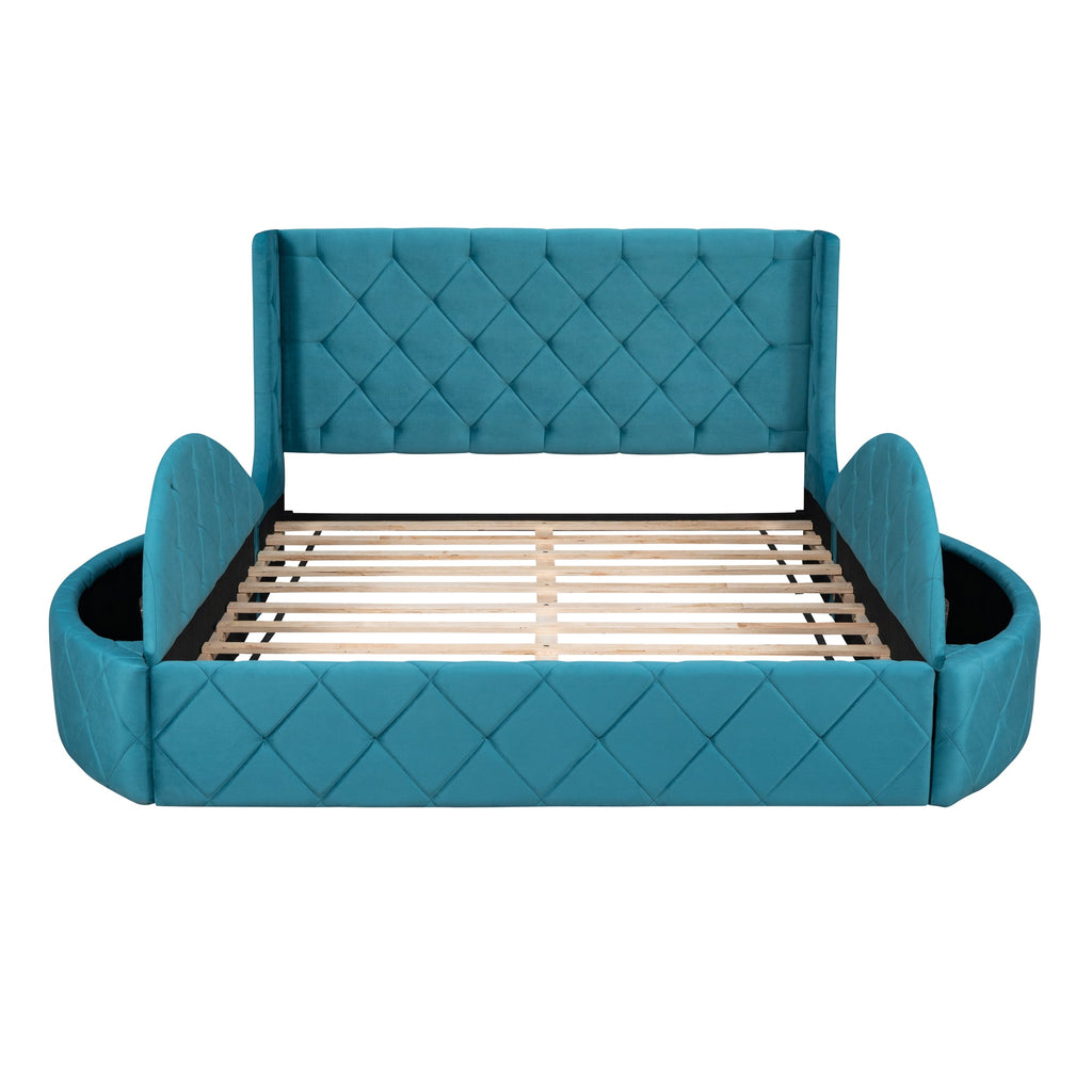 Eden Tali queen velvet storage platform bed view 9