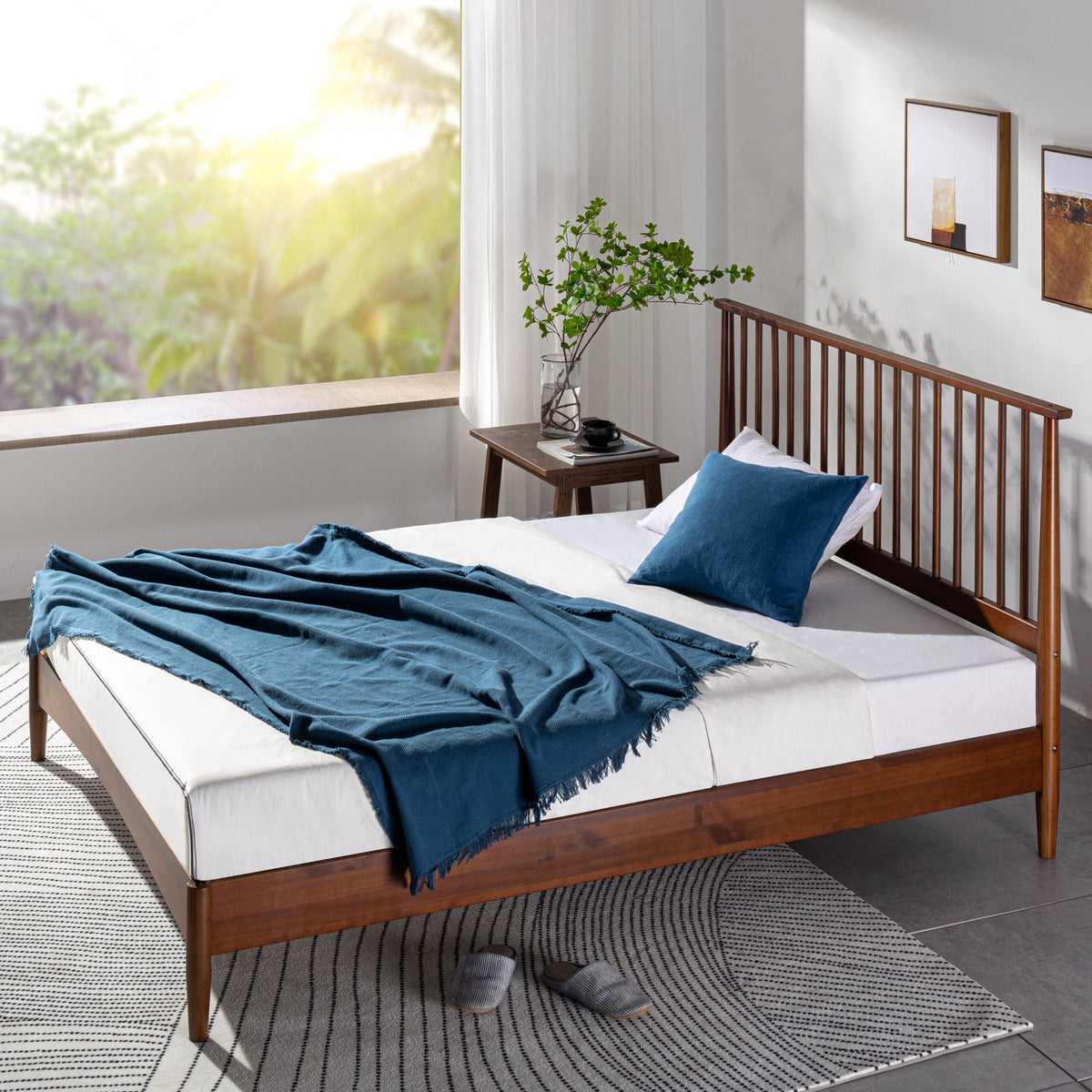 Eden Tali mid century wood platform bed view 2