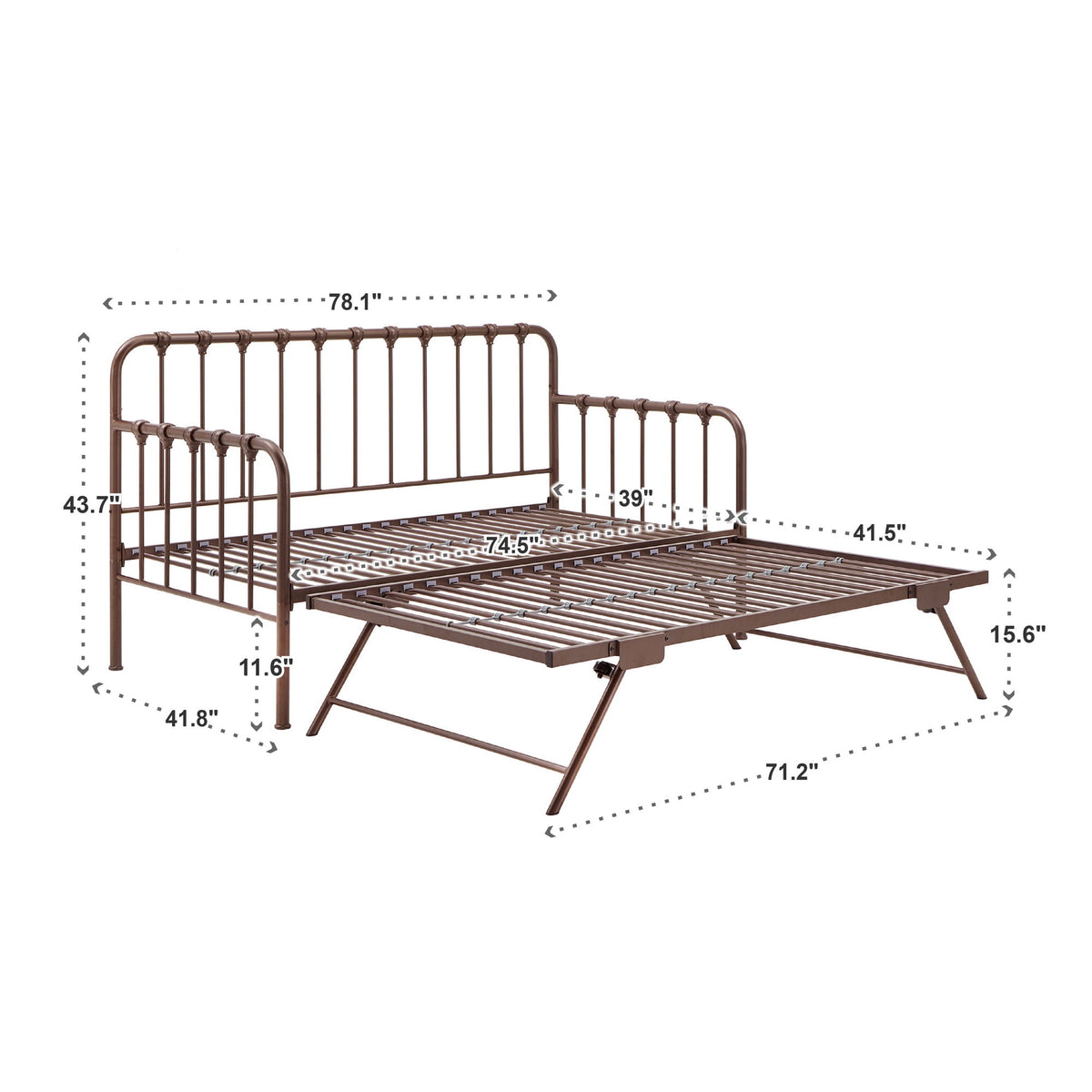 Eden Tali metal twin daybed with lift-up trundle view 7