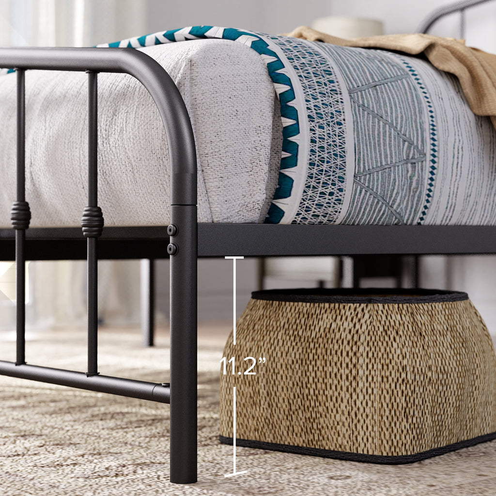 Eden Tali farmhouse steel platform bed with spindle headboard view 3