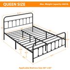 Eden Tali black metal platform bed with high headboard view 4