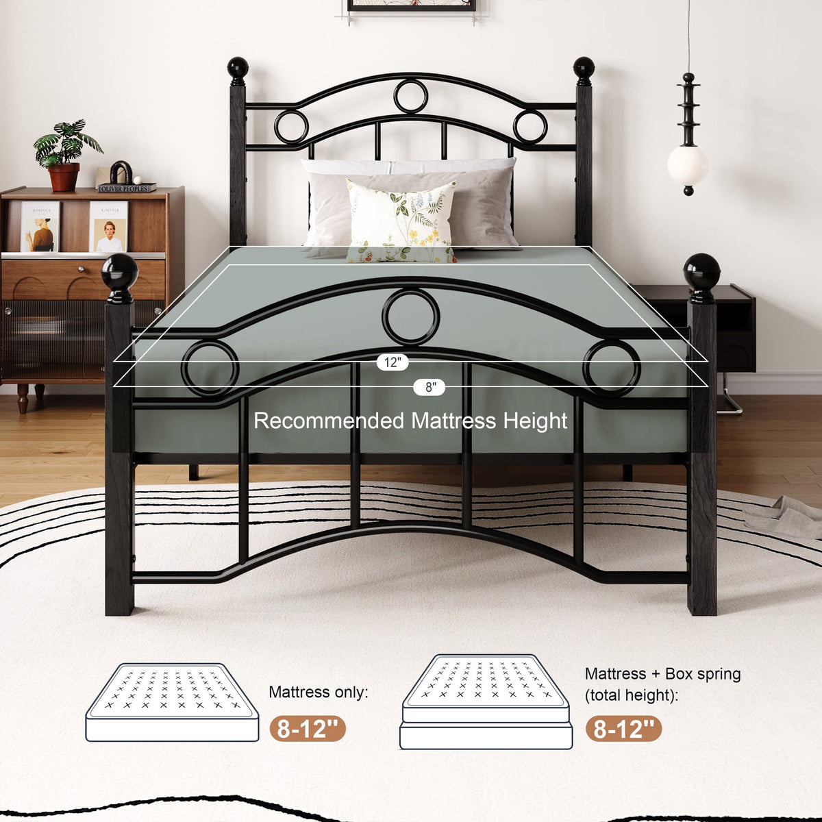 Eden Tali victorian arched metal platform bed view 3