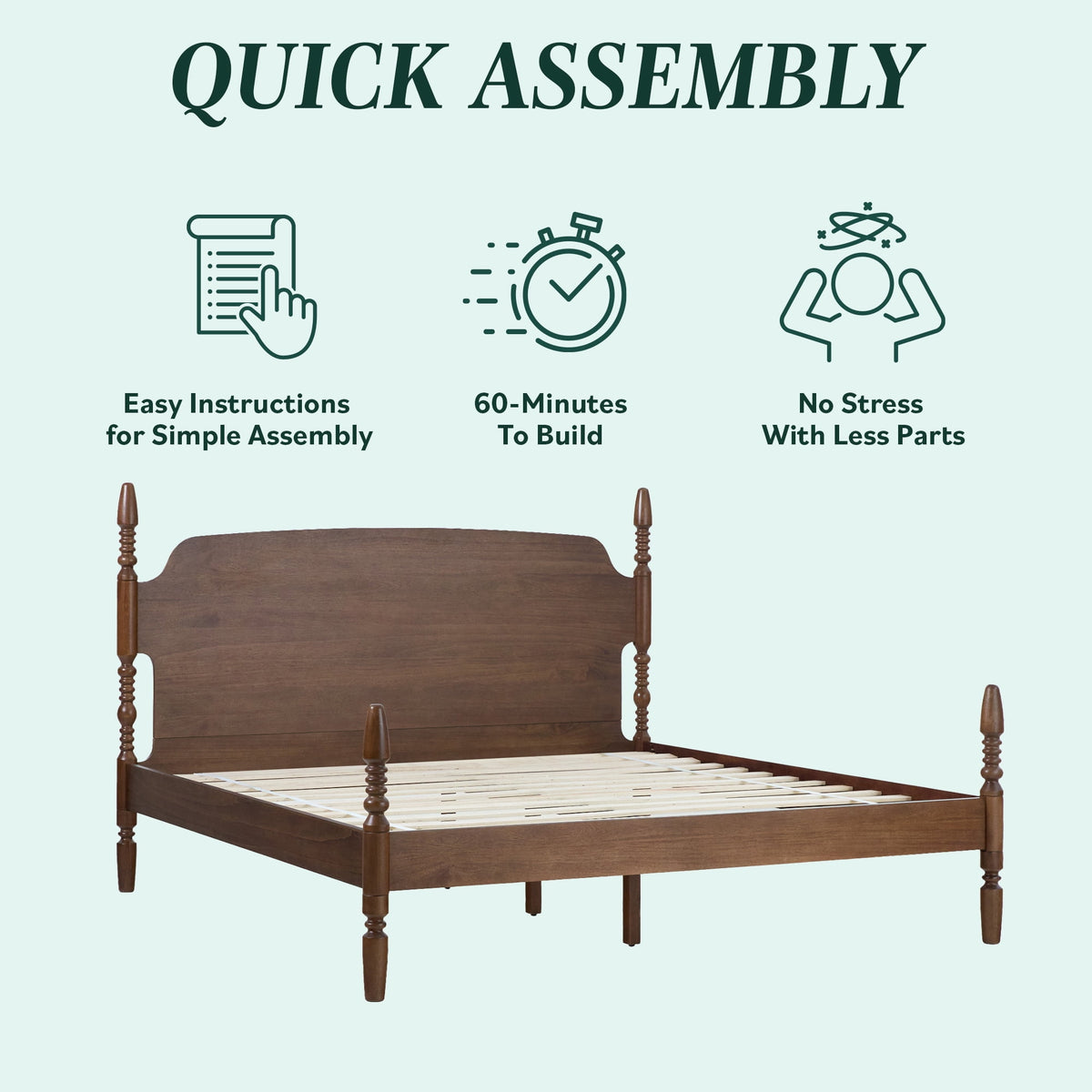 Eden Tali king solid wood spindle platform bed view 3