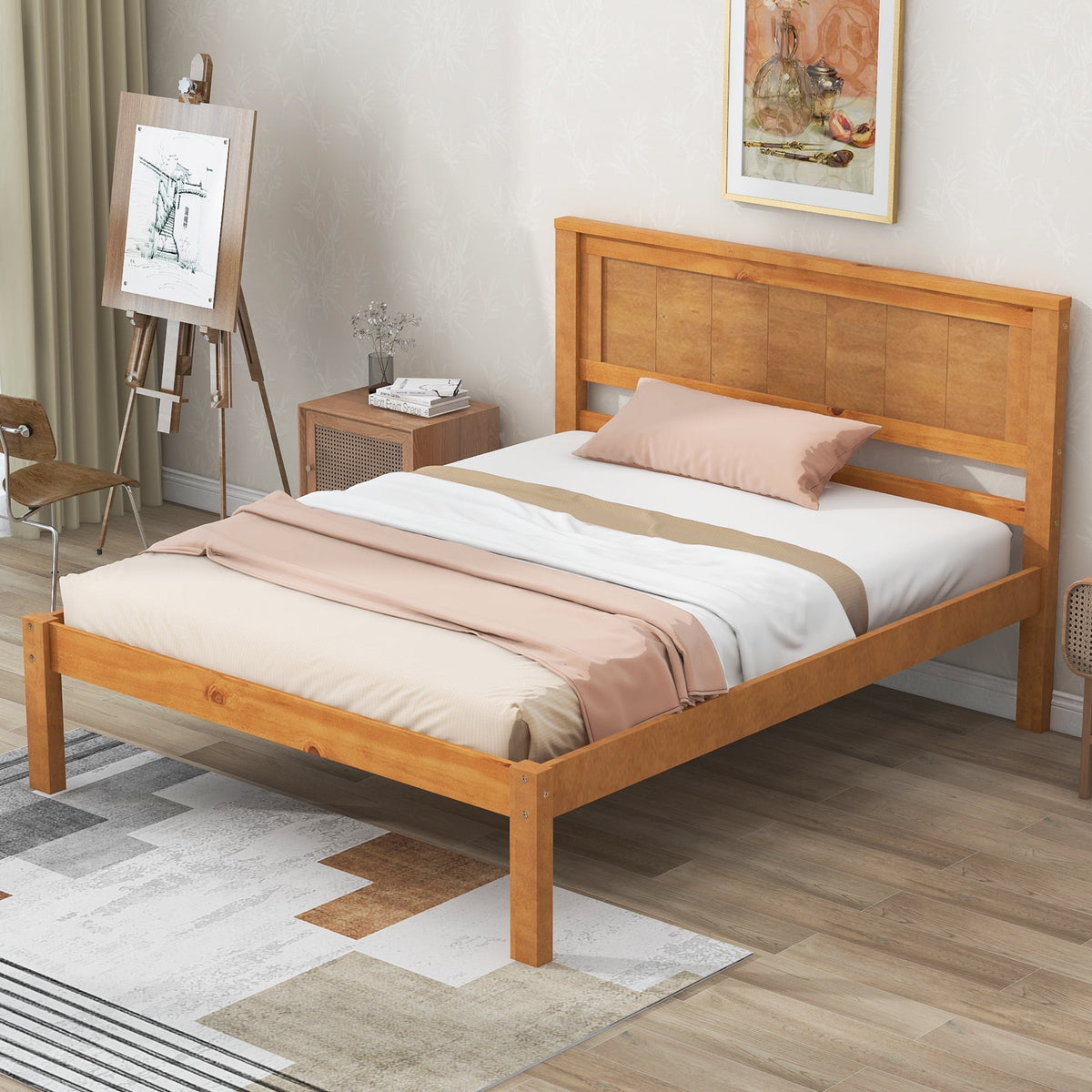 Eden Tali wood platform bed with headboard view 3