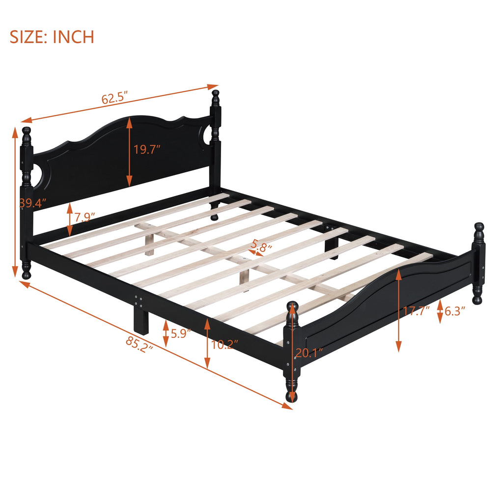 Eden Tali queen retro wood platform bed view 8