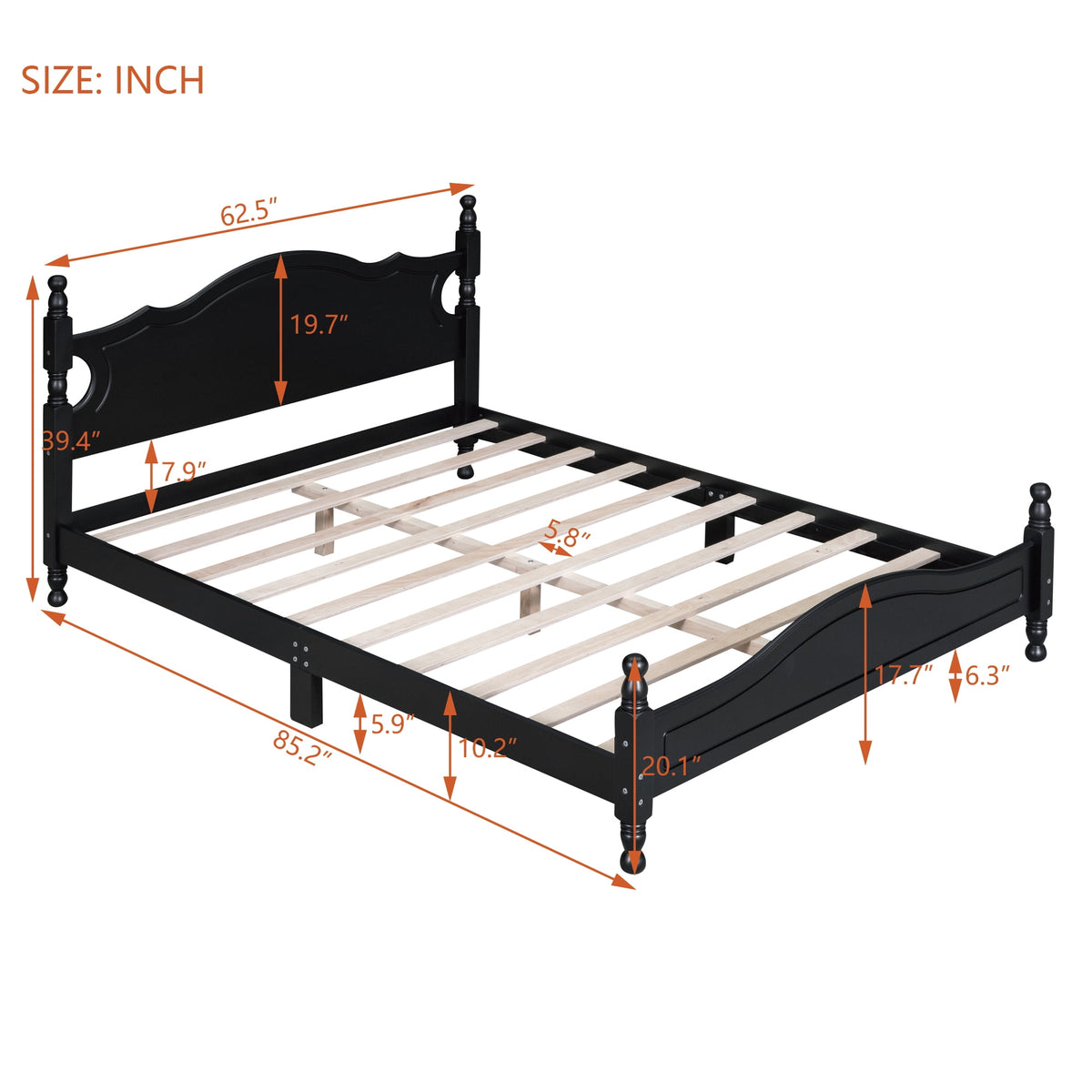 Eden Tali queen retro wood platform bed view 8