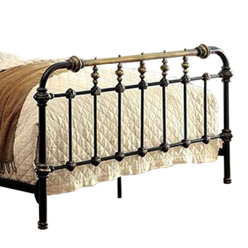 Eden Tali king black metal bed with gold accents view 2