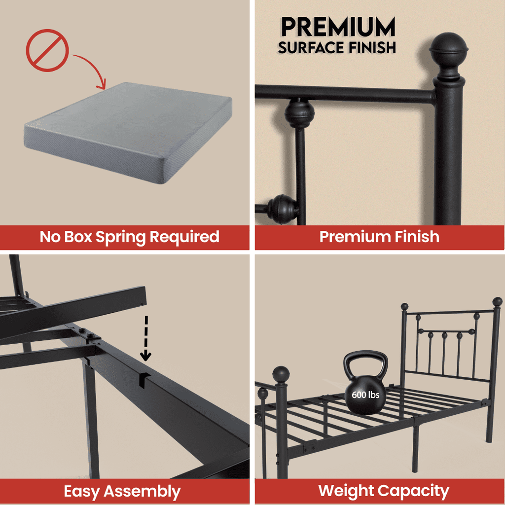 Eden Tali victorian black iron bed frame view 5