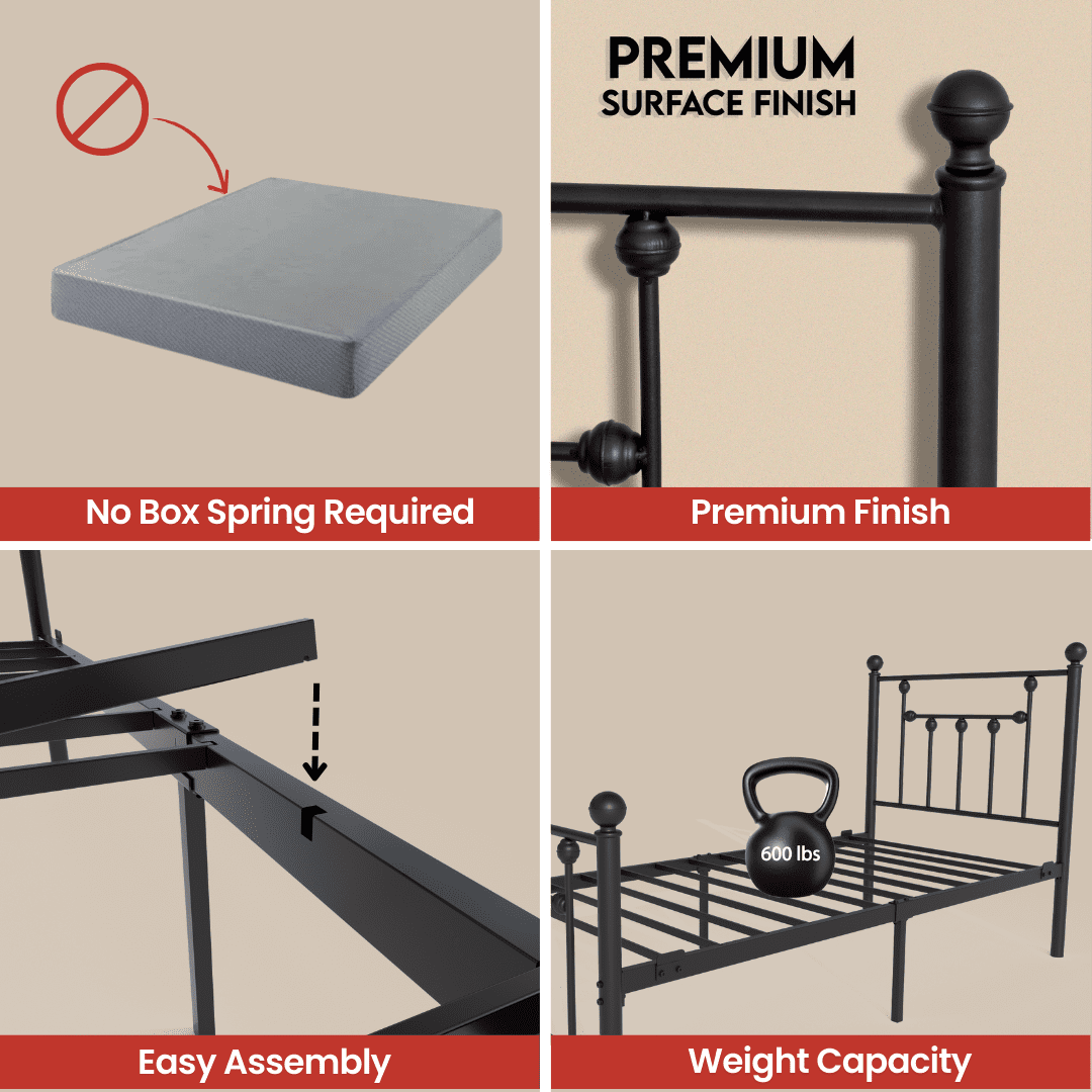 Eden Tali victorian black iron bed frame view 5
