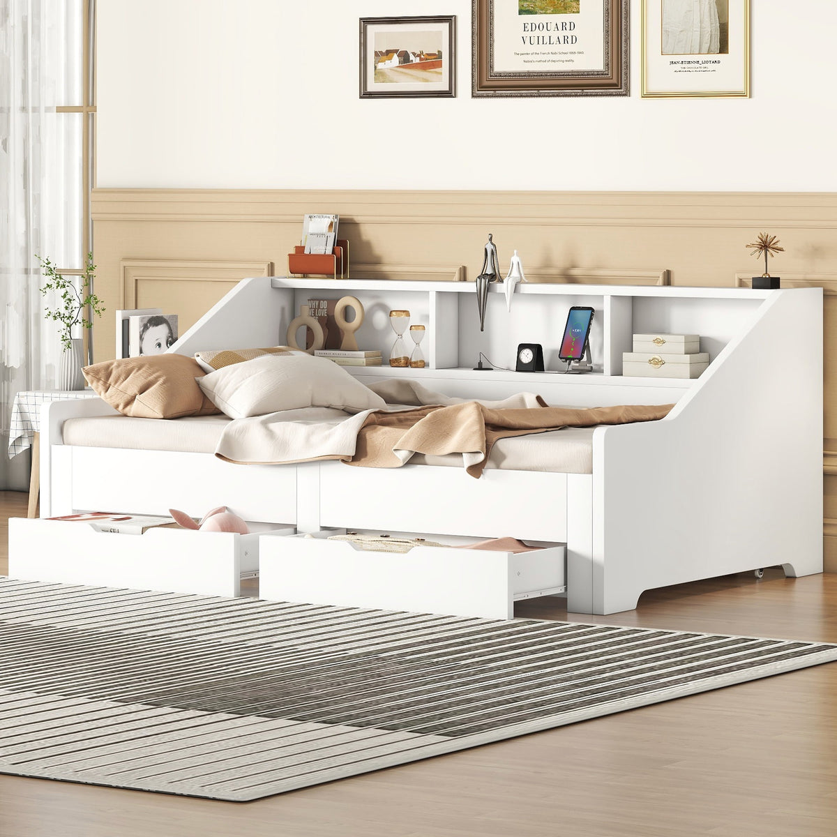 Eden Tali extendable daybed with bookcase headboard view 2