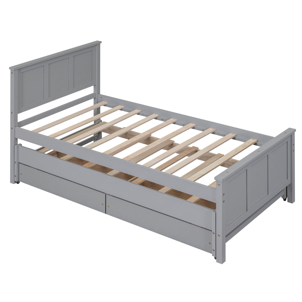 Eden Tali twin platform bed with trundle and roller drawers view 7