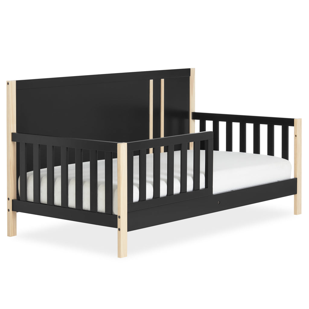 Eden Tali pine toddler bed with guardrail view 1