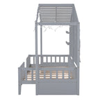 Eden Tali twin house bed with shelves and light strip view 7