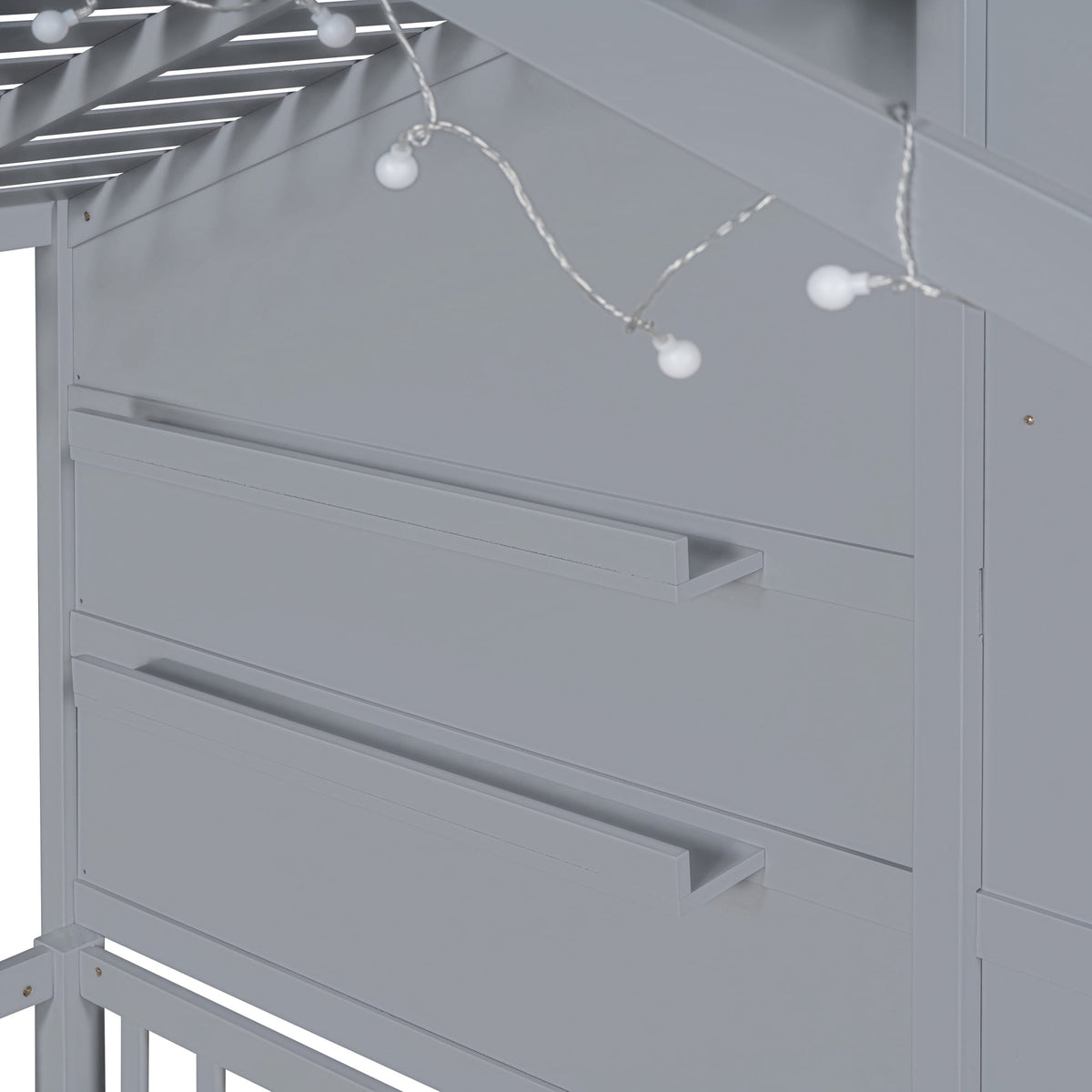Eden Tali twin house bed with shelves and light strip view 9