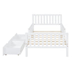 Eden Tali kids wood platform bed with guardrails and drawers view 6
